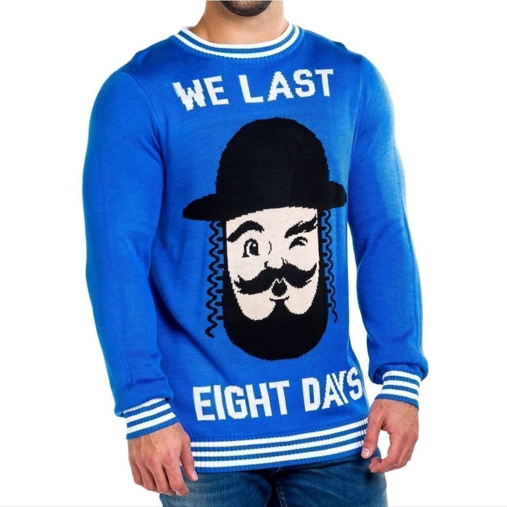 Tipsy Elves Hanukkah Mens We Last Eight Days Sweater Large NWT